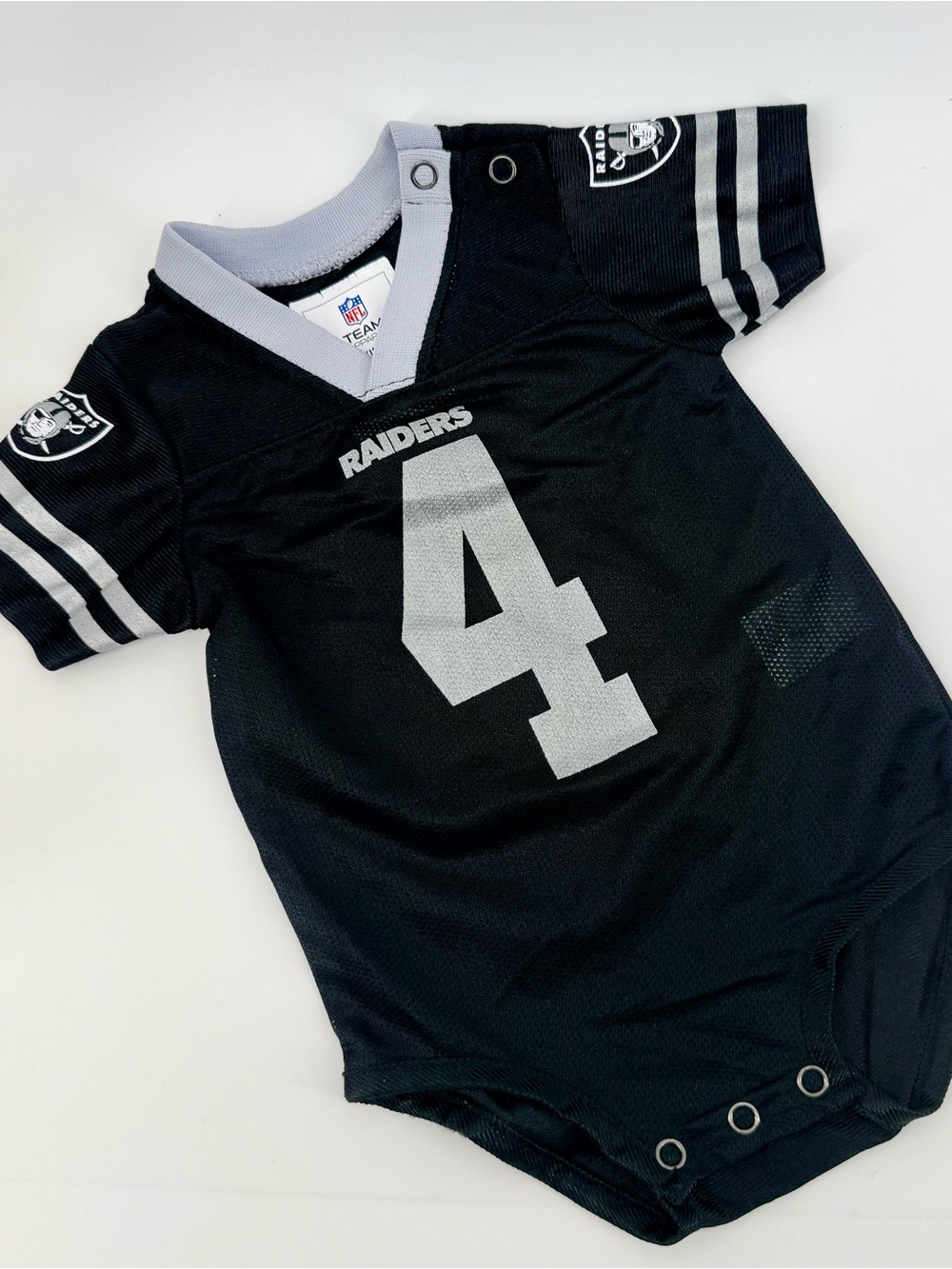 NFL Raiders Derek Car Infant Jersey Bodysuit in Black and Silver - Picture 1 of 3